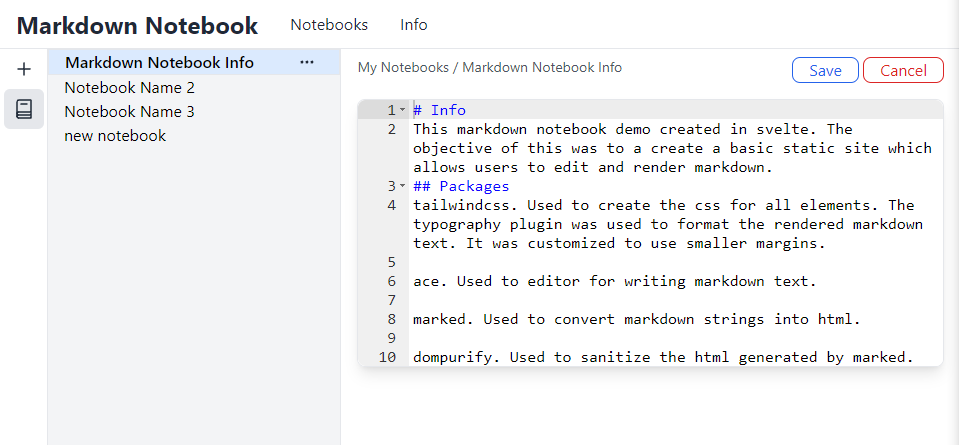 demo markdown notebook screenshot