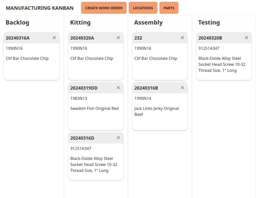 screenshot of manufacturing kanban