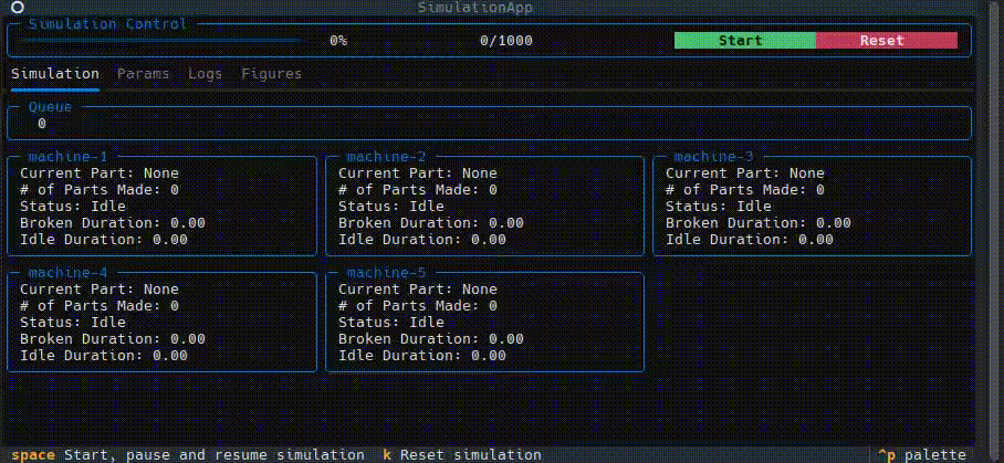 demo simpy textual app running